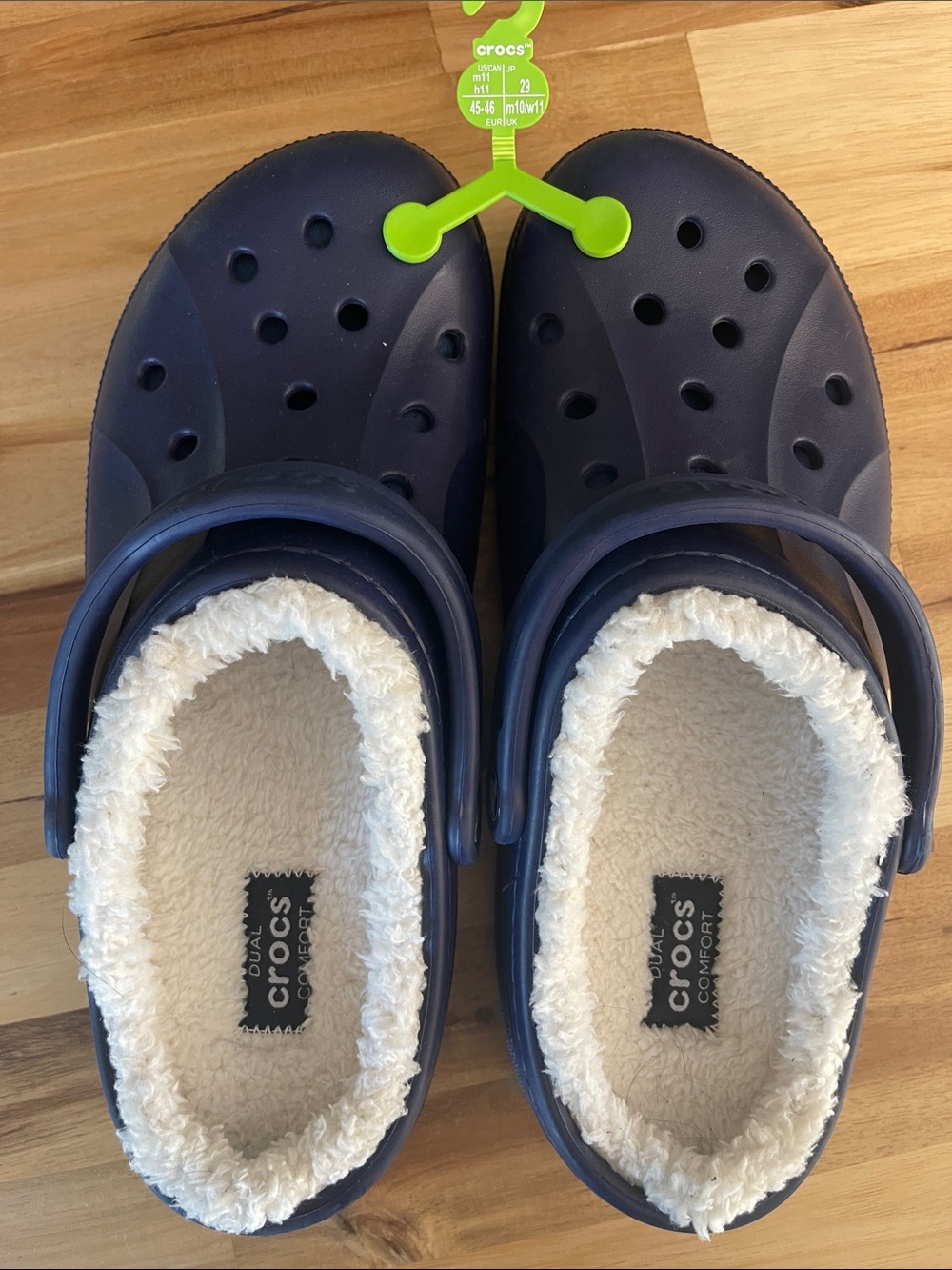 CROCS Navy Blue Fuzz-Lined Classic Clog